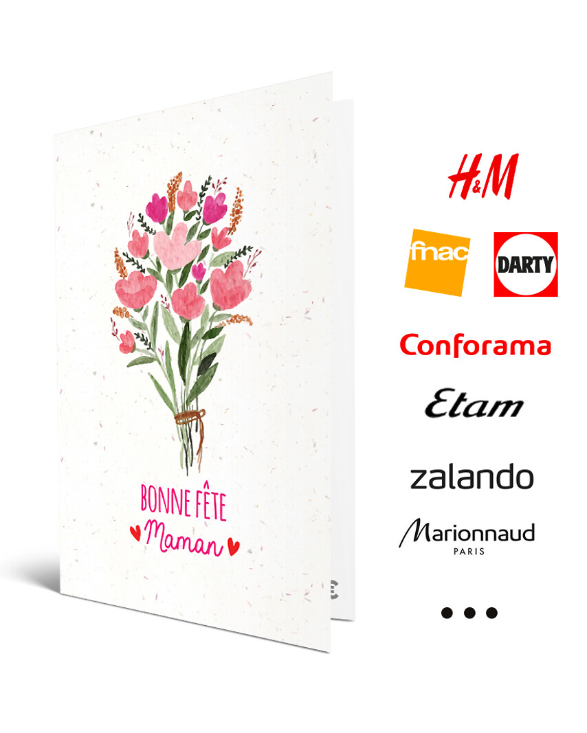 Carte de vœux 2 en 1 Bonne fête Maman