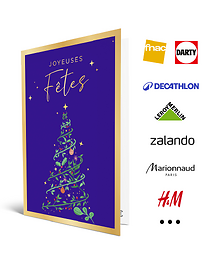 Carte de vœux 2 en 1 Joyeuses Fêtes Sapin
