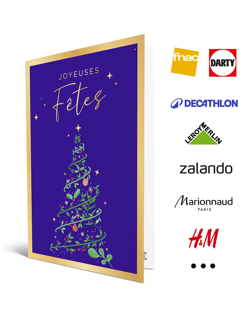 Carte de vœux 2 en 1 Joyeuses Fêtes Sapin