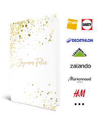 Carte de vœux 2 en 1 Joyeuses Fêtes Dorée