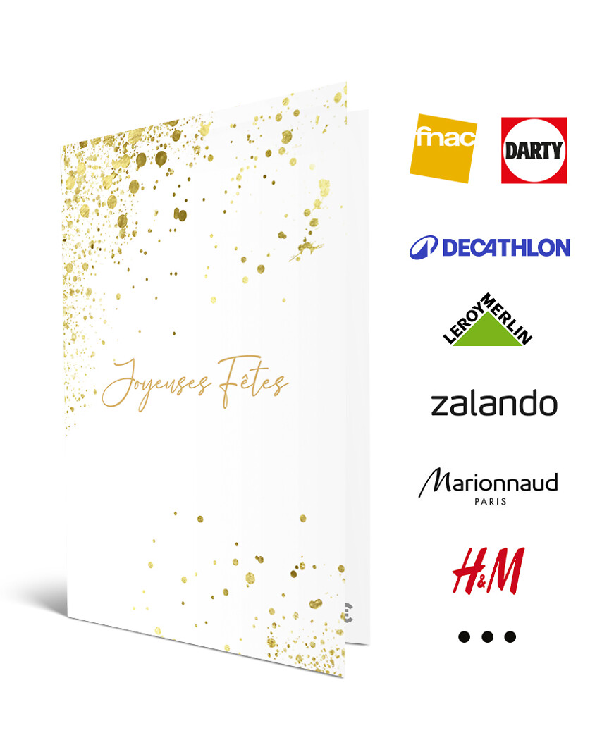 Carte de vœux 2 en 1 Joyeuses Fêtes Dorée