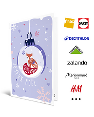 Carte de vœux 2 en 1 Joyeux Noël Renard