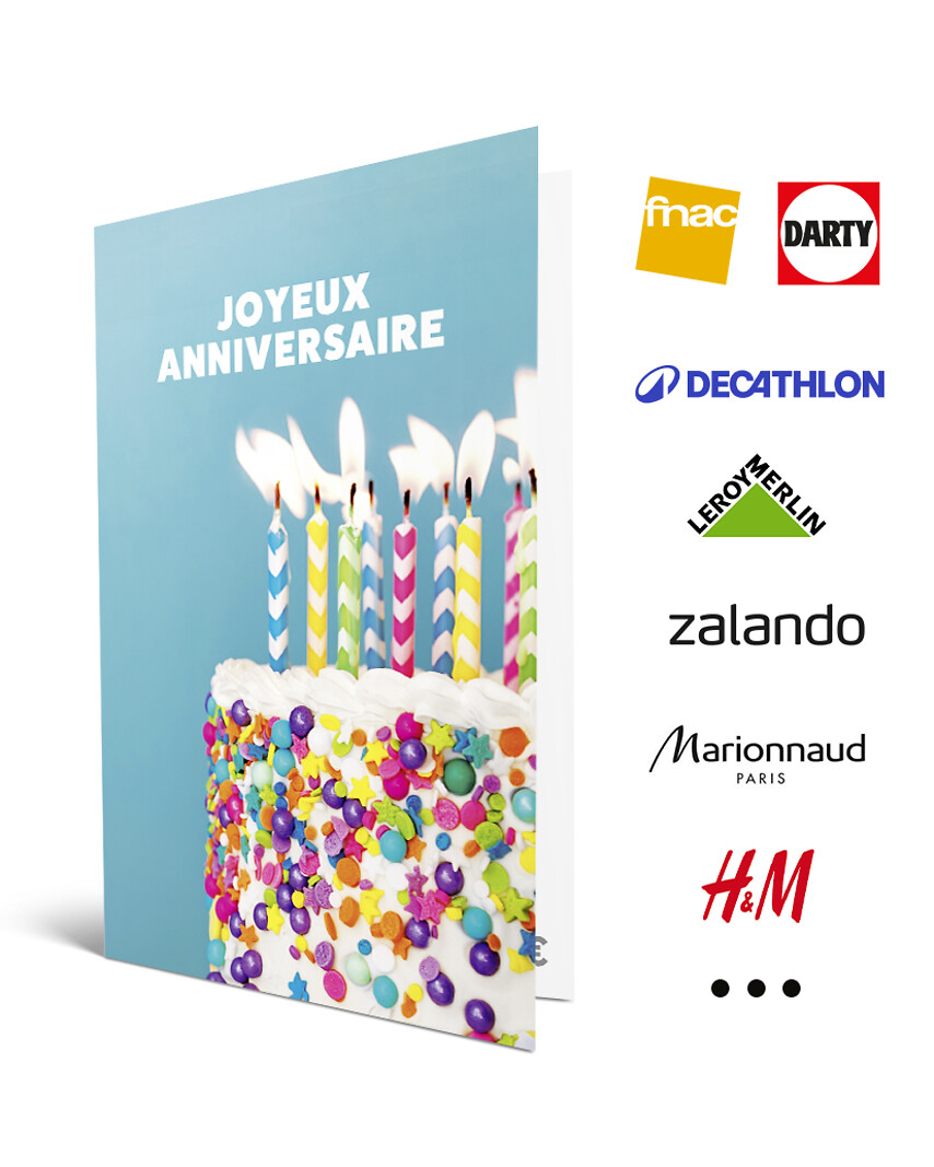 Carte de vœux 2 en 1 Joyeux Anniversaire Bougies